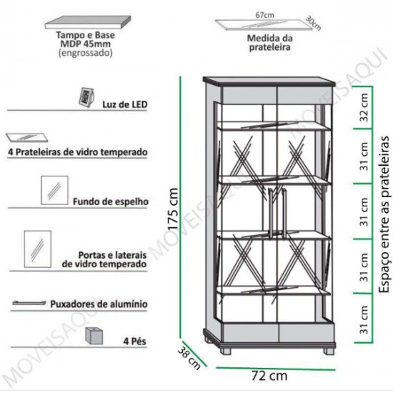 Cristaleira Cristal - Imcal - Branco 