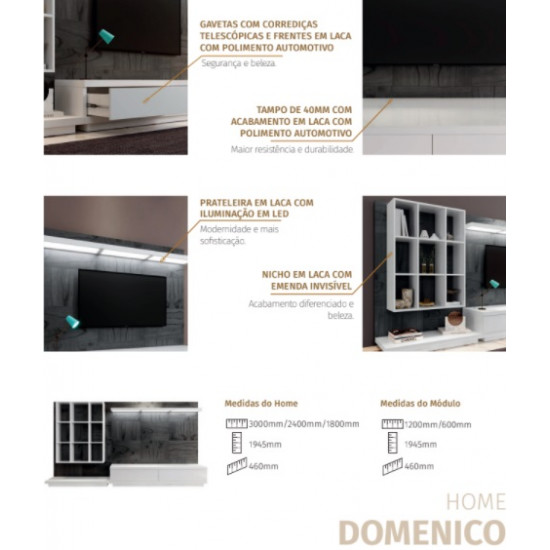 Rack Com Painel Domenico 3,00m Pollo Decor