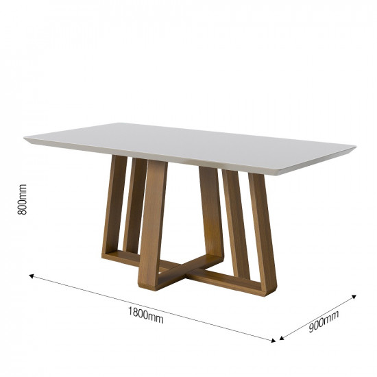 Mesa Wood 1.8  c/ vidro retangular - Imcal 