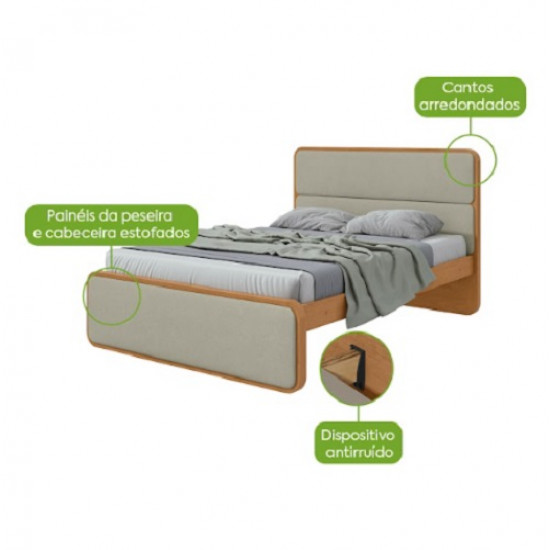 Cama Casal Padrão Loop com Cabeceira Estofada Cama Casal Padrão Loop com Cabeceira Estofada