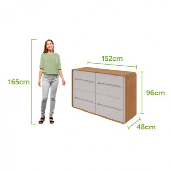 Cômoda Loop 8 Gavetas Amêndoa Clean/Verde Sálvia Cômoda Loop 8 Gavetas Amêndoa Clean/Verde Sálvia