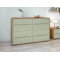 Cômoda Loop 8 Gavetas Amêndoa Clean/Verde Sálvia