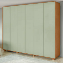 Guarda-roupa Casal Loop 6 Portas 100% MDF Amêndoa Clean/Verde Sálvia