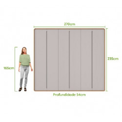 Guarda-roupa Casal Loop 6 Portas 100% MDF Amêndoa Clean/off white
