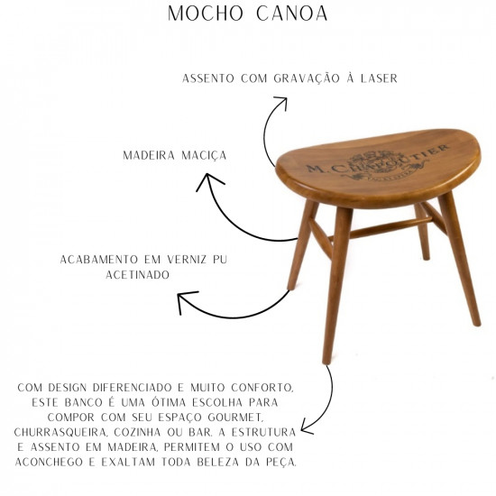 Mocho canoa sommelier madeira maciça tauari