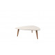 Mesa de centro Vik 85 cm - Off White Brilho com pés natural