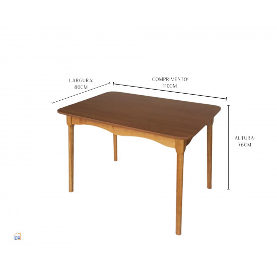 Mesa em Madeira 1,10 x 0,80 c/ 04 Cadeiras Torneadas